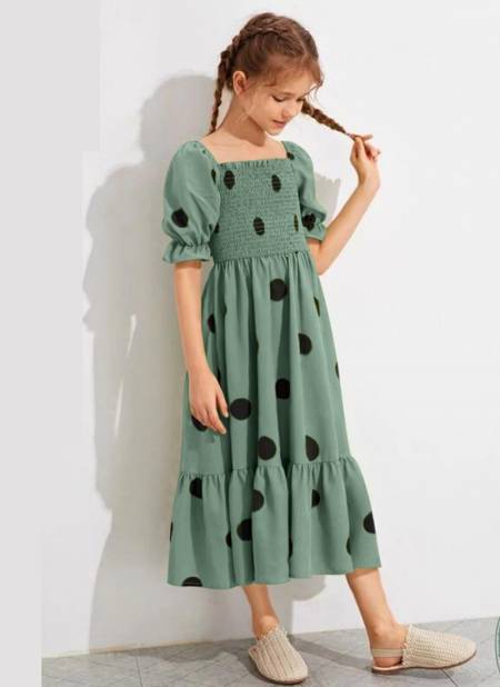 Sea Green Colour SPOON Western Party Wear Latest Designer Rayon Cotton One Piece Baby Girls Collection SPOON 05